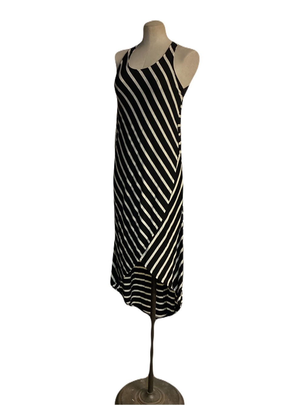 Poof Couture Black & White Striped Tank Midi Dress